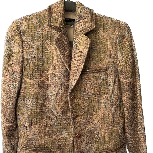 T Tahari Woven Trinmed Blazer UNIQUE STYLE size 8 - Picture 1 of 8
